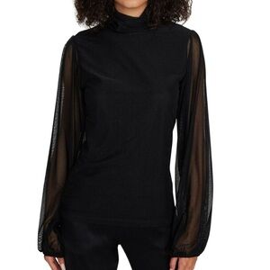 Sanctuary Spot the Signs stretch soft mesh blouson sleeve turtleneck top S